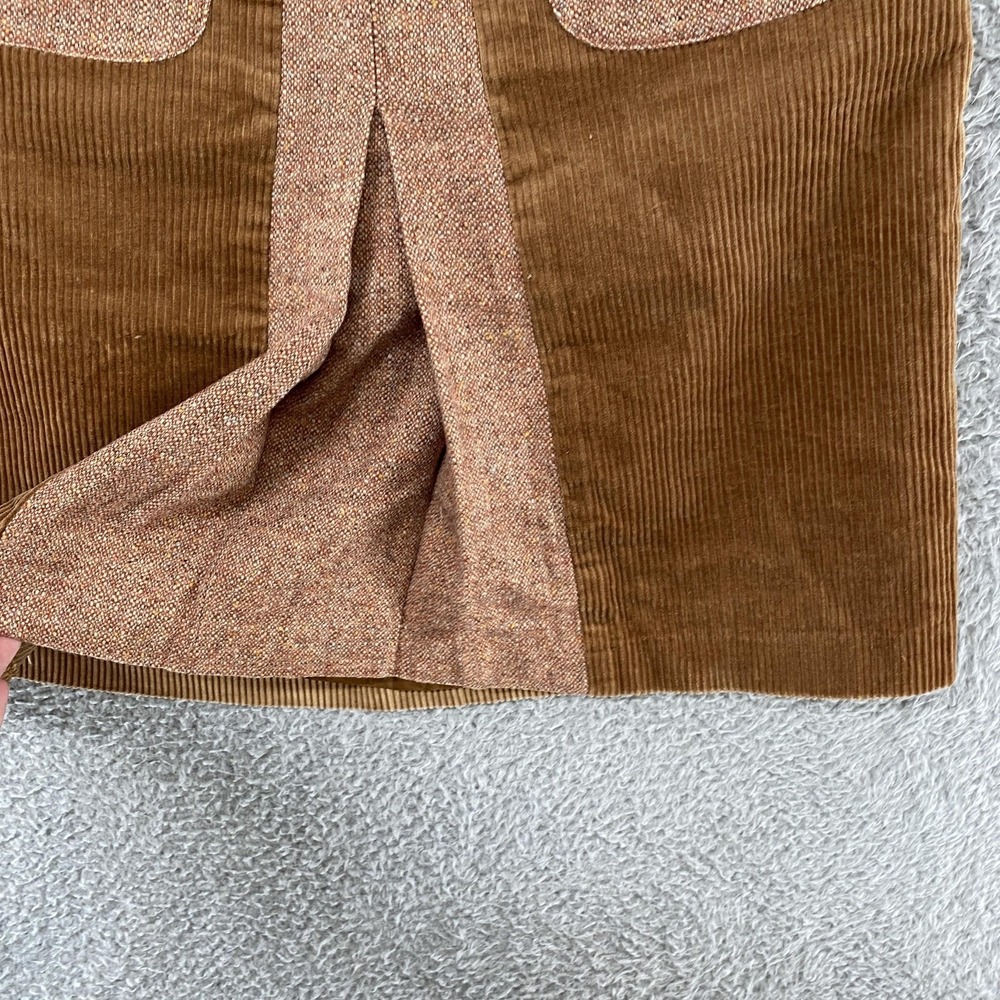 Loft Y2K Corduroy Skirt Womens 6 Brown Tweed Trim Knee Length Fall Office - Picture 5 of 13